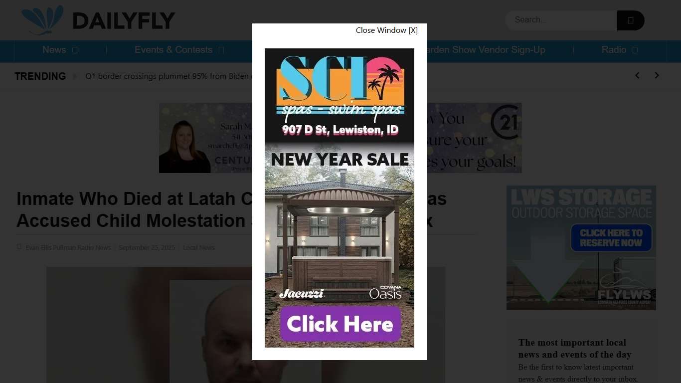 Inmate Who Died at Latah County Jail Identified as Accused Child Molestation Suspect Rody Wilcox | Dailyfly News